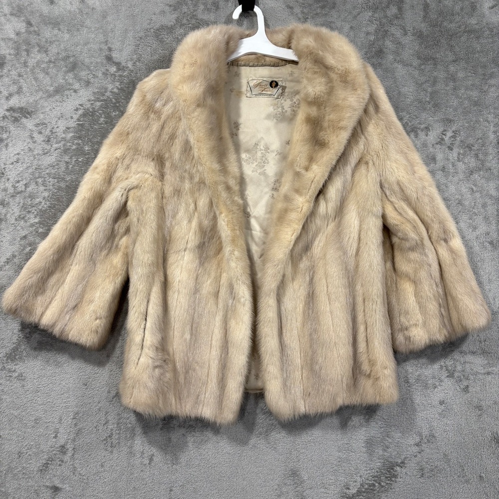 Vintage Gross Furs Blonde Mink Fur Stole Jacket Capelet Coat San Bernardino